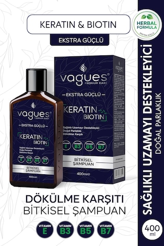 Keratin Biotin Saç Dökülmesine Karşı, Hızlı Uzama Etkili Bitkisel Şampuan 10 Bitki Özü 4 Vitamin Tüm Saç Tipleri