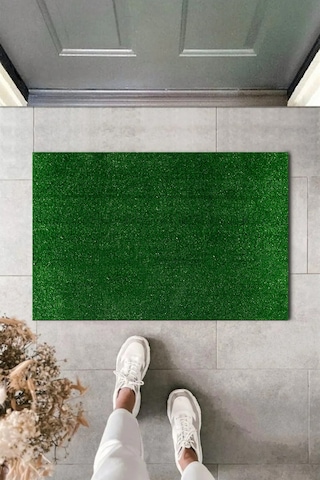 Vl Dekoratif Premium Kalite Suni Çim Kapı Önü Paspası 7 Mm Yeşil 50 x 75