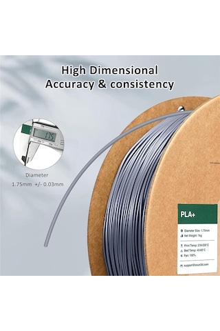 Esun Gri Pla+ Filament 1.75mm 1 Kg Plus - Urhanshop Yetkili Satış