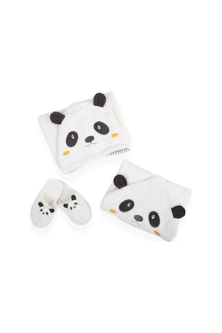 Bebitof %100 Pamuk Panda Desenli Bornoz Seti Bbtf.byz.30037 0 - 24 Ay