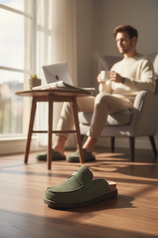2235 İç Dış Hakiki Süet Deri Tam Ortopedik Üst Kalite Ev,ofis,misafir,damat Ve Gelin Çeyizlik Terlik Haki Haki