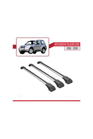 Mitsubishi Pajero V60 3 Kapı 1999-2006 Arası İle Uyumlu Ace-1 Ara Atkı Tavan Barı Gri 3 Adet Bar