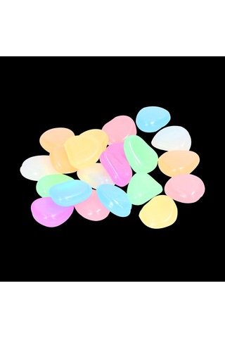 Neevoyu Beyaz Işıklı Taşlar 200 Adet, Bahçe Akvaryum Dekorasyonu, Kendini Parlatıcı Fluoresan Çimen Taşları