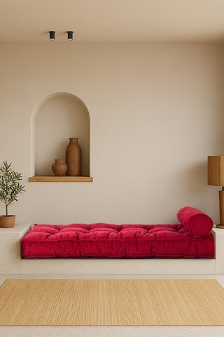 Sofa Buklet Kapitoneli Yer-sedir Minderi - Kırmızı Kırmızı