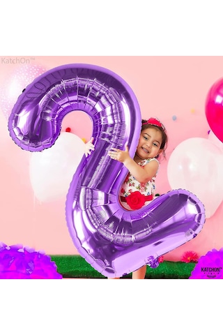 2 İki Rakam Mor Folyo Balon 32"-34" Inc 80 cm