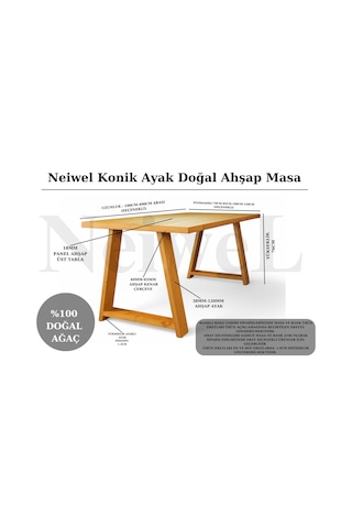 Neiwel Aries Doğal Ahşap Mutfak Ve Yemek Masası-70-120 Açık Ceviz