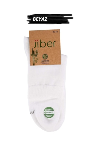 Jiber Erkek Bambu Likralı Yarım Konç Çorap 6451 - 12 Adet Beyaz