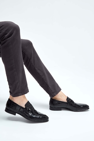 Tamer Tanca Erkek Hakiki Deri Siyah Kroko Makosen Ayakkabı 183 26201 Erk Ayk Y23 Sıyah Kroko Siyah