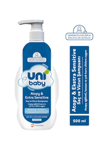 Uni Baby Atopy & Extra Sensitive Atopik Ciltlere Özel Saç ve Vücut Şampuanı 500 Ml 3'lü