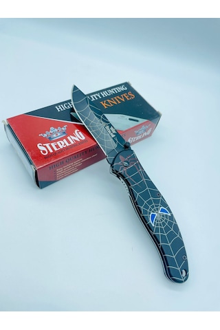 Sterling Siyah Örümcek Desenli Kamp Çakı // 300.t0022 - 20 CM Siyah