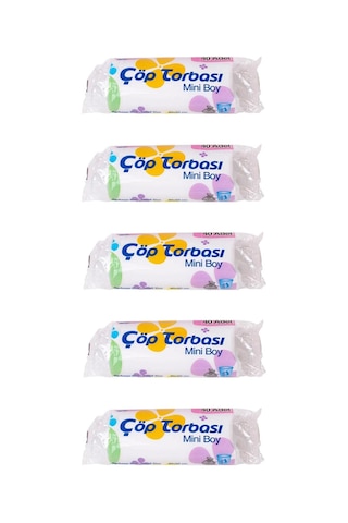 Canhome Beyaz Mini Küçük Boy 40x50 Cm. 30 Litre Çöp Torbası Poşeti - 40 Adetlik 5 Rulo
