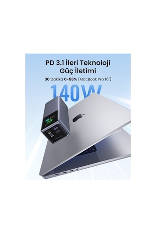 Ugreen Nexode 25.0000 Mah 200w Akıllı Ekranlı Taşınabilir Hızlı Şarj Powerbank, 3 Cihaz Desteği,