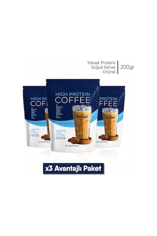 Shazel Yüksek Proteinli Soğuk Kahve Orijinal Aromalı Doypack 200 Gr 3 Adet 200 G