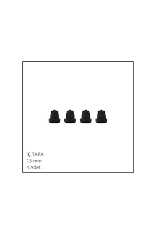 Plastik İç Tapa, Yuvarlak, 13 Mm 4 Adet Siyah