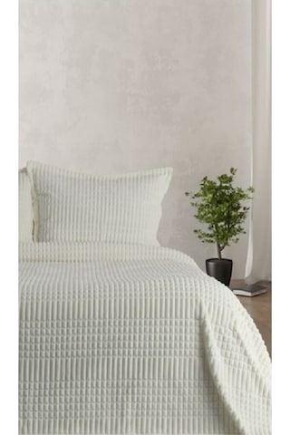 Merinos Modern Line 3 Parça Yatak Örtüsü - Ekru Beyaz
