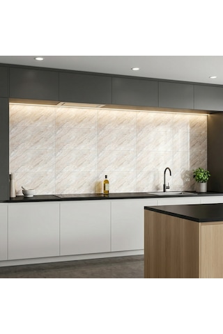 30x60 Cm Kendinden Yapışkanlı Duvar,banyo,tezgah Arası Kaplama Bej Mermer Desen 12 Adet 30 X 60 Cm