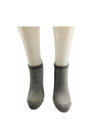 Jawalli Desenli Hava Alan Dikişsiz Kadın Patik Çorabı-Gri