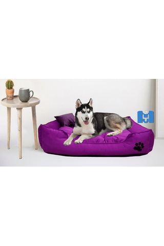 Mavi Vitrin İsme Özel Ultrasoft Mukavemetli Battal Boy Köpek Yatağı 110 x 90 CM