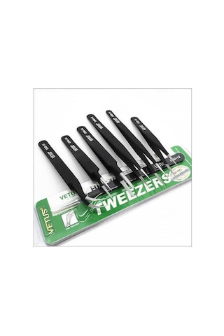 6 Çeşit Vetus Hassas Elektronik Cımbız Seti Antistatik Çelik