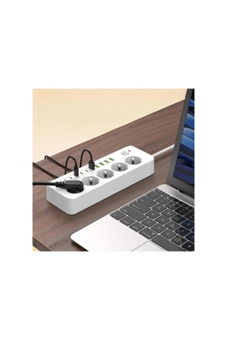 3500w Akım Korumalı 5 Li Grup Priz: 5x Usb + 5x Type-c Çıkışlı 2 Metre 0
