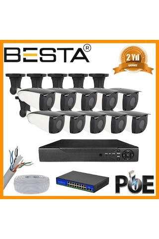 5 Mp 1440p 10 Dış Mekan Kameralı Ip Poe Güvenlik Seti