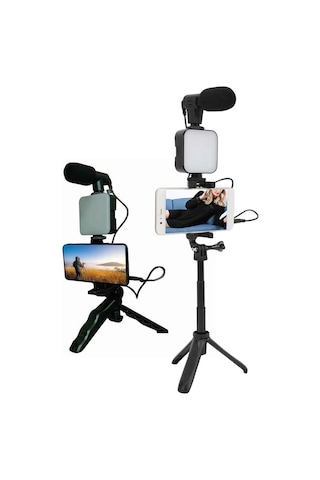 Telefon Tutucu Led Işıklı Kumandalı Mikrofon Telefon Vlog Semeglbl - 10 Video Kayıt
