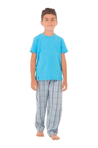 The Don Aile Turkuaz Gri-Lacivert Ekose Erkek Çocuk Pijama Takımı