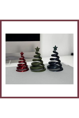 Storeşahin 3d Baskı 3lü Spiral Yılbaşı Ağacı Seti Yıldız Tepelikli Masaüstü Süs Shn0720 Diğer