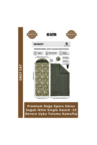 Premium Doğa Sporu Görev Soğuk İklim Single Sword -25 Derece Uyku Tulumu Kamuflaj Çok Renkli