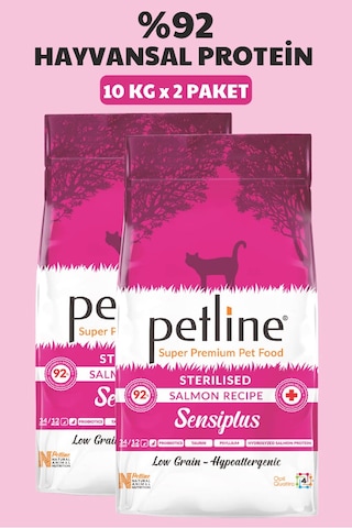Petline Sterilised Düşük Tahıllı Kısırlaştırılmış Somonlu Yetişkin Kedi Maması 2 x 10 KG