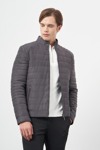 İmza Antrasit Süet Suni Deri Hakim Yaka Düz Yırtmaçsız Tam Astar Slim Fit Casual Deri Mont 1038245150 Antrasit