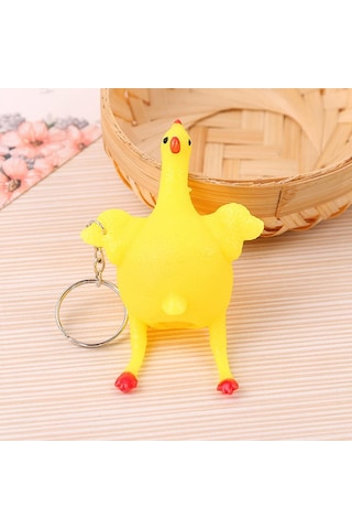 Yumurtlayan Tavuk Anahtarlık Squishy Stres Giderici Duyusal Uyarıcı Oyuncak Top - 1 Adet