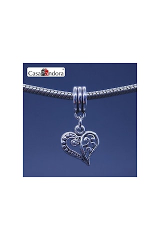 Kalp Işleme Charm Gümüş, Charm Bileklik Uyumlu Gümüş Gümüş