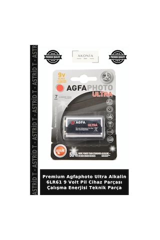 Premium Agfaphoto Ultra Alkalin 6lr61 9 Volt Pil Cihaz Parçası Çalışma Enerjisi Teknik Parça