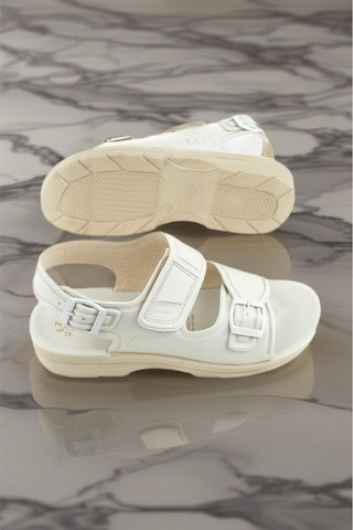 Gezer Unisex Bej Hacı Ayarlanabilir Sandalet Umre - Hac Terlik Bej