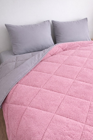 Pamuklu Lüks Çift Taraflı Çift Kişilik Welsoft Yorgan 195x215cm Pembe-gri