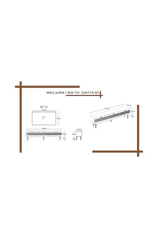 Melura Tv Ünitesi - Tv Sehpası 180 Cm %100 Mdf Lake Ahşap Ayaklı Gri