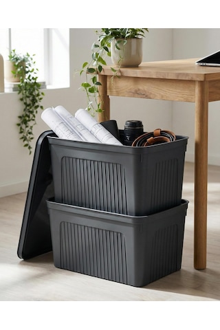 Füme 2'li 27 Lt Ünit Saklama Kutusu & Çok Amaçlı Banyo Ve Ev Düzenleyici Organizer Füme