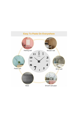 Yaleker 3d Stickerli Modern Sessiz Dıy Büyük Duvar Saati, Ev Ofis Dekoru, Kolay Kurulum, Alüminyum İşaretçiler, 70-120cm Çok Renki