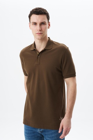 AR-MA Arma Erkek Regular Fit Basic % 100 Pamuk Pike Polo Yaka Tişört Y29374354802 Kahverengi