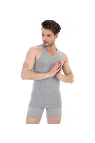 Çift Kaplan Erkek Ribana Spor Gri Atlet 915