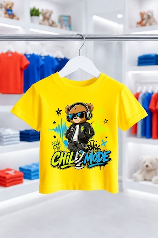 Bayloranzzo Chill Frekans %100 Pamuk Premium Kalite Erkek Çocuk Tişörtü Sarı