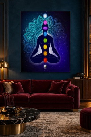 Fida Mandala Fonda Yedi Çakra Meditasyonu Canvas Tablo Çok Renkli
