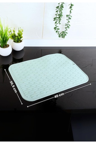 Silikon Kaydırmaz Bulaşık Matı Büyük Boy Çok Amaçlı Kaydırmaz Kurutmalık, Buzluk Halısı 40x30 Cm Yeşil
