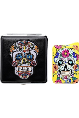 La Catrina Sigara Tabaka Ve Çakmak Seti Sarı