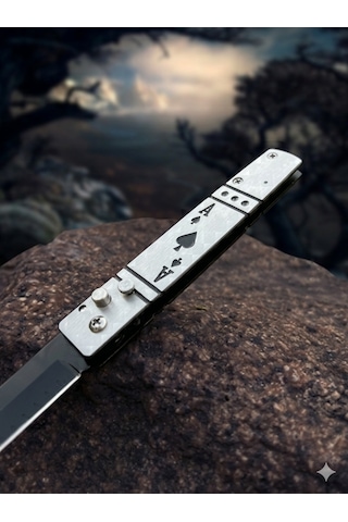 Nokta Outdoor Kamp Poker Maça Ası Çakı Kemer Klipsli Emniyetli Bıçak Siyah