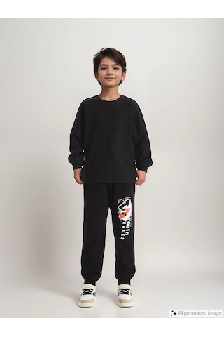 LC Waikiki Lcw Kids Siyah Beli Lastikli Erkek Çocuk Kalın Jogger Eşofman Altı Yeni Siyah