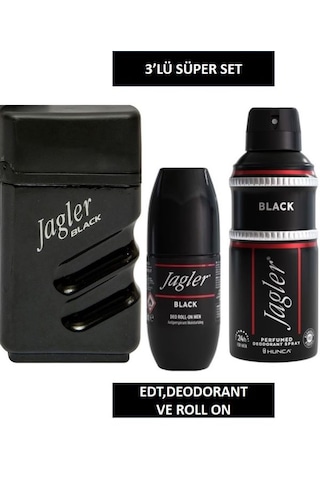 Jagler Black Erkek Edt 90 Ml+ Erkek Deodorant 150 Ml+ Roll-on Erkek Fresh - Marin