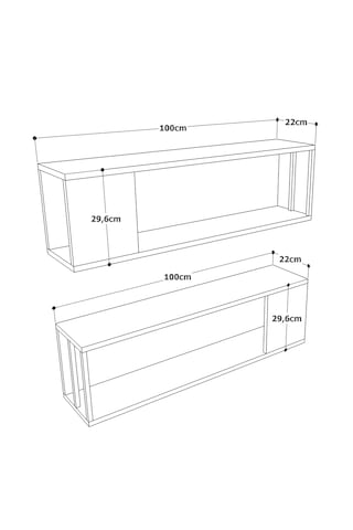 Robin Home Mutfak Rafı Duvar Rafı Kitaplık 2'li Se Ahşap - Antrasit