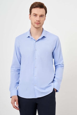 Morven Erkek A. Mavi Pamuk Baskılı Desenli İtalyan Yaka Slim Fit Gömlek 24mc004100311 A. Mavi